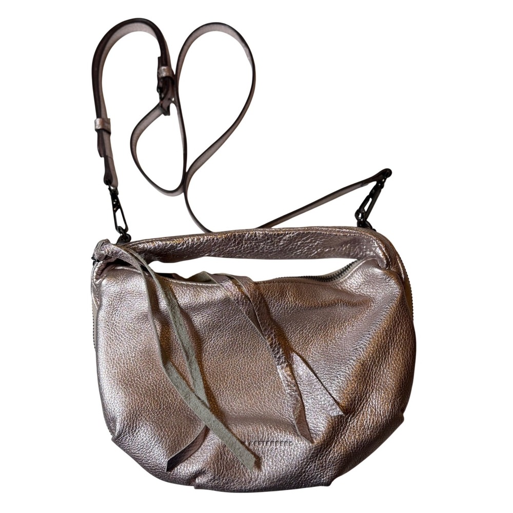 Aimee Kestenberg Crossbody Rose Gold Metallic Leather Tassel Zip Bag‎ Small